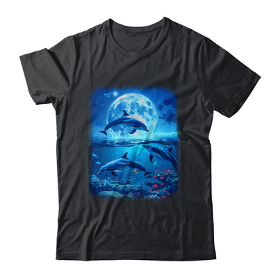 Moon Dolphin Space Dolphins Galaxy Design For Men Women Kids Shirt & Tank Top | teecentury