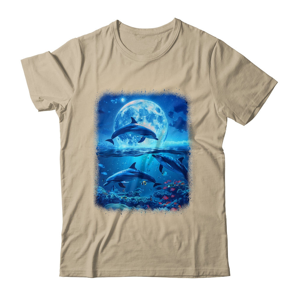 Moon Dolphin Space Dolphins Galaxy Design For Men Women Kids Shirt & Tank Top | teecentury