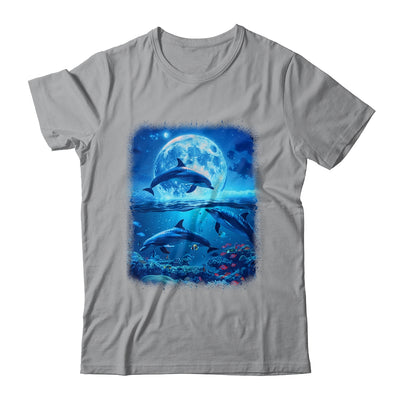 Moon Dolphin Space Dolphins Galaxy Design For Men Women Kids Shirt & Tank Top | teecentury