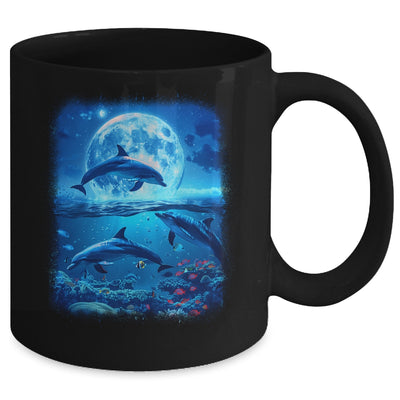 Moon Dolphin Space Dolphins Galaxy Design For Men Women Kids Mug | teecentury
