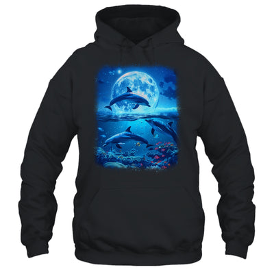 Moon Dolphin Space Dolphins Galaxy Design For Men Women Kids Shirt & Tank Top | teecentury