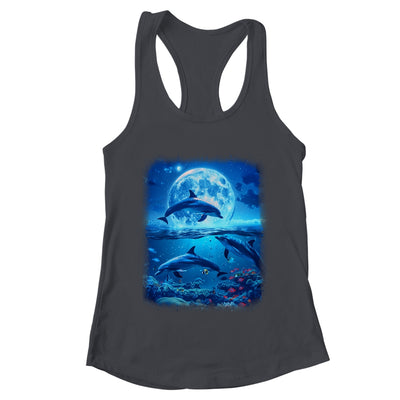 Moon Dolphin Space Dolphins Galaxy Design For Men Women Kids Shirt & Tank Top | teecentury