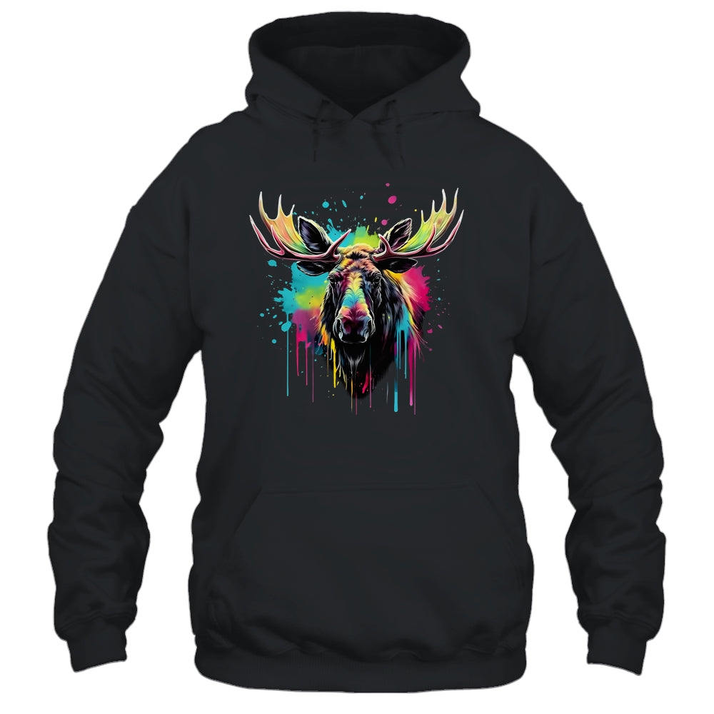Moose Lovers Colorful Art Beautiful Moose Lover Men Women Shirt & Hoodie | teecentury