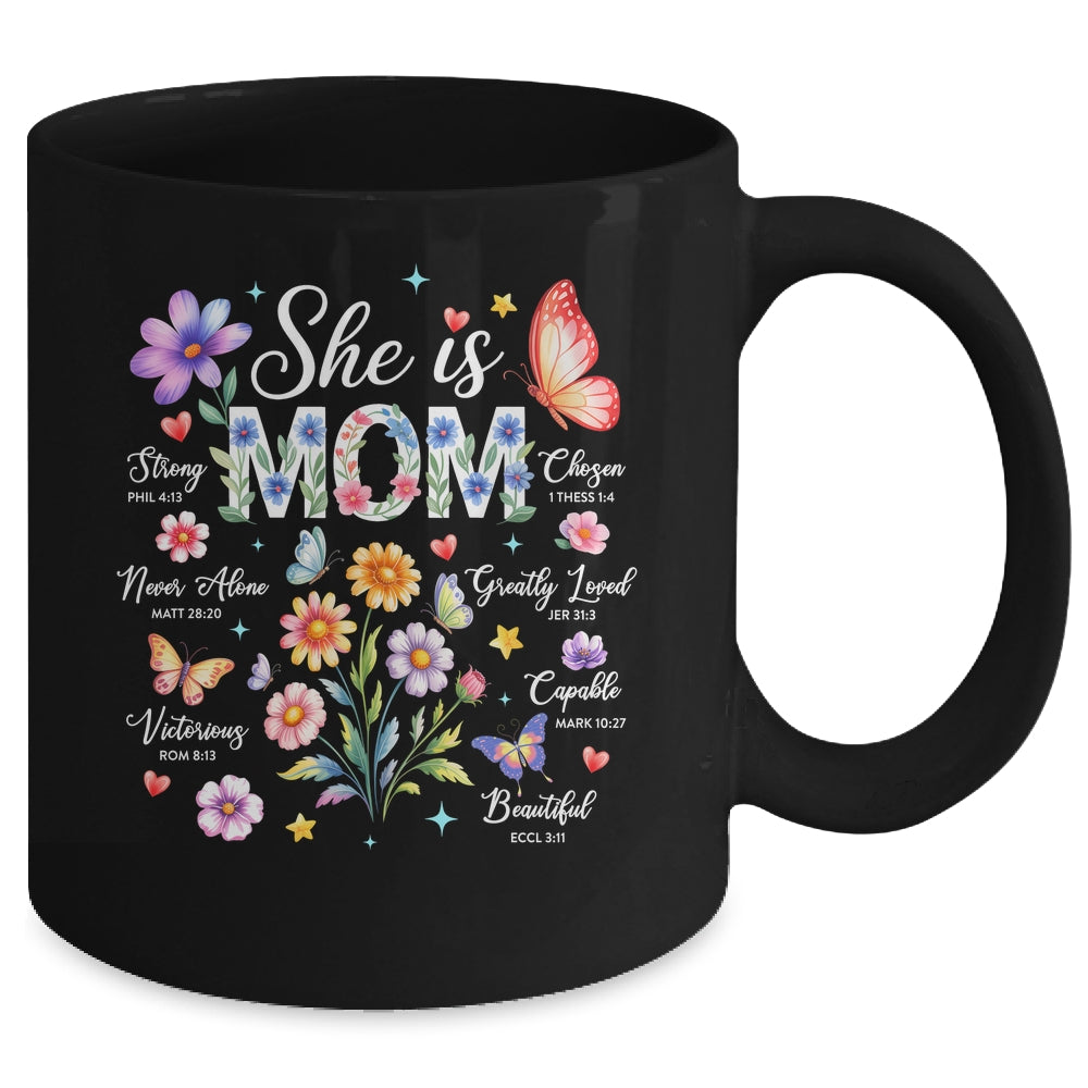 Mothers Day She Is Mom She Is Strong Gifts Christian Mom Mug | teecentury