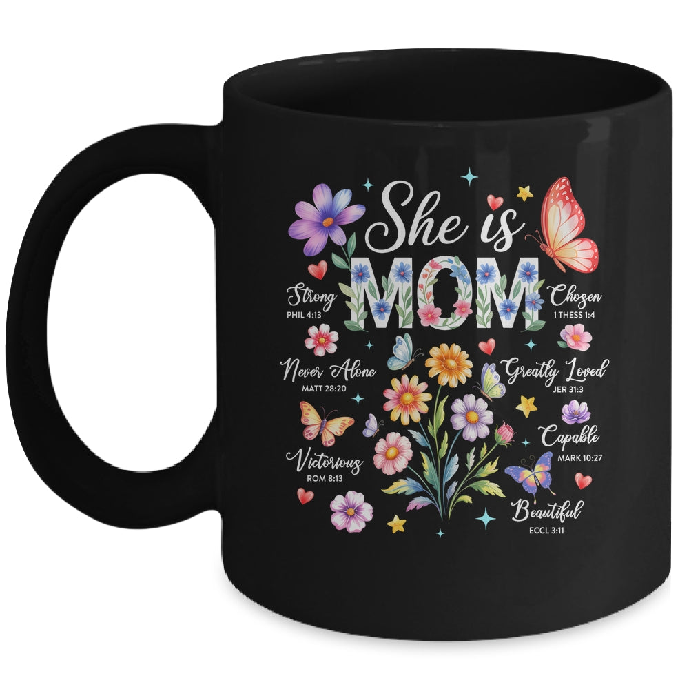 Mothers Day She Is Mom She Is Strong Gifts Christian Mom Mug | teecentury