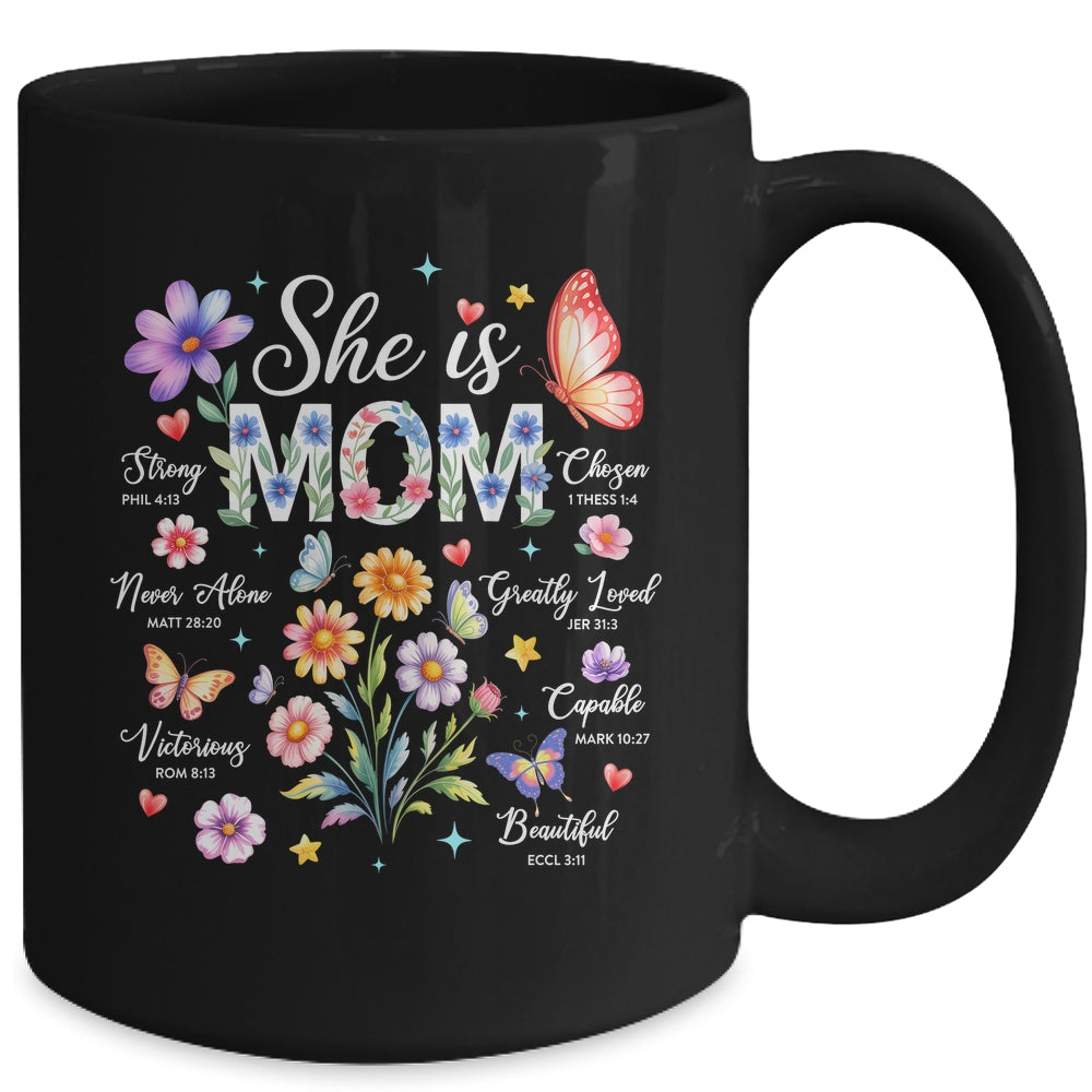 Mothers Day She Is Mom She Is Strong Gifts Christian Mom Mug | teecentury