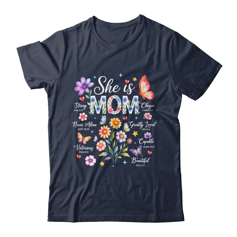 Mothers Day She Is Mom She Is Strong Gifts Christian Mom Shirt & Hoodie | teecentury