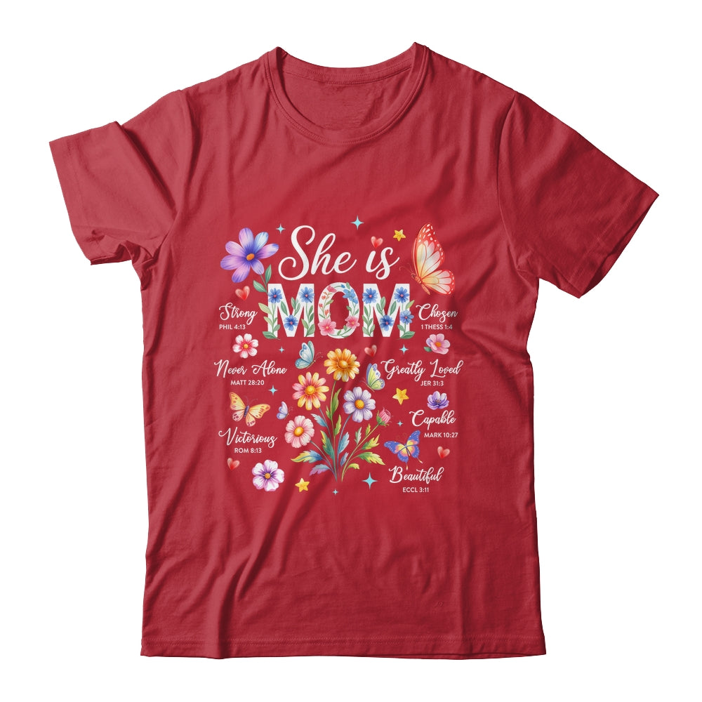 Mothers Day She Is Mom She Is Strong Gifts Christian Mom Shirt & Hoodie | teecentury