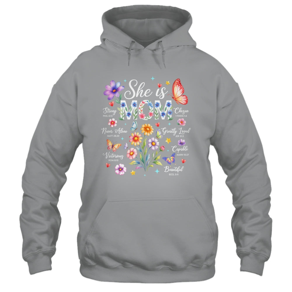 Mothers Day She Is Mom She Is Strong Gifts Christian Mom Shirt & Hoodie | teecentury