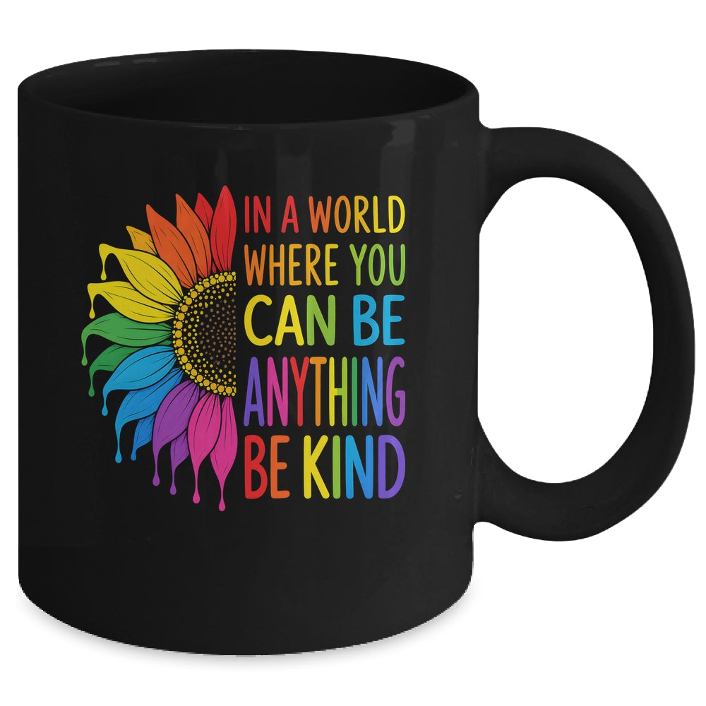 Motivational Rainbow Be Kind Sunflower Lgbtq Pride Month Mug | teecentury
