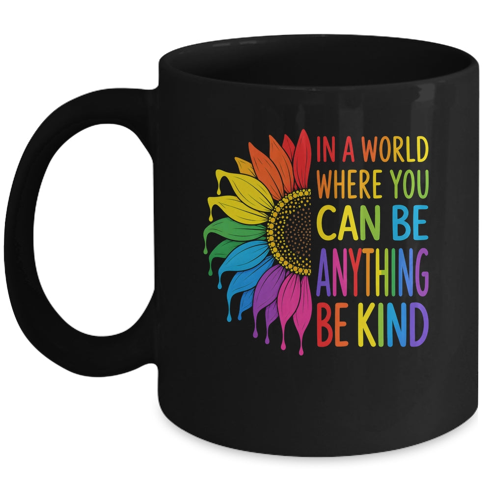Motivational Rainbow Be Kind Sunflower Lgbtq Pride Month Mug | teecentury