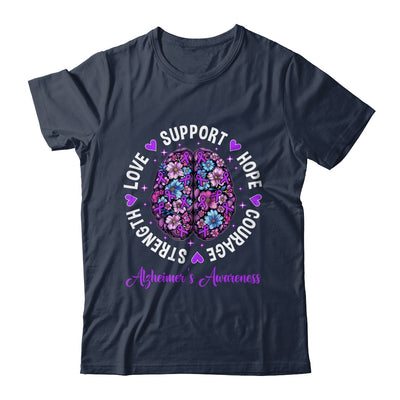 Motivational Words Floral Brain Ribbon Alzheimer's Awareness Shirt & Tank Top | teecentury