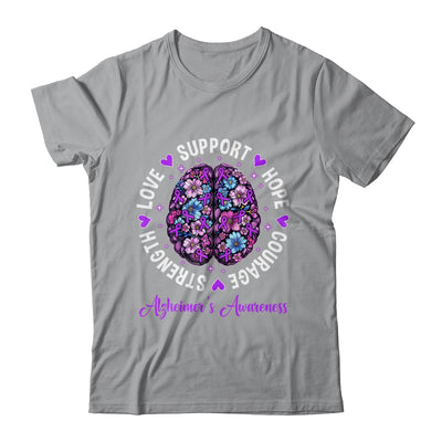 Motivational Words Floral Brain Ribbon Alzheimer's Awareness Shirt & Tank Top | teecentury
