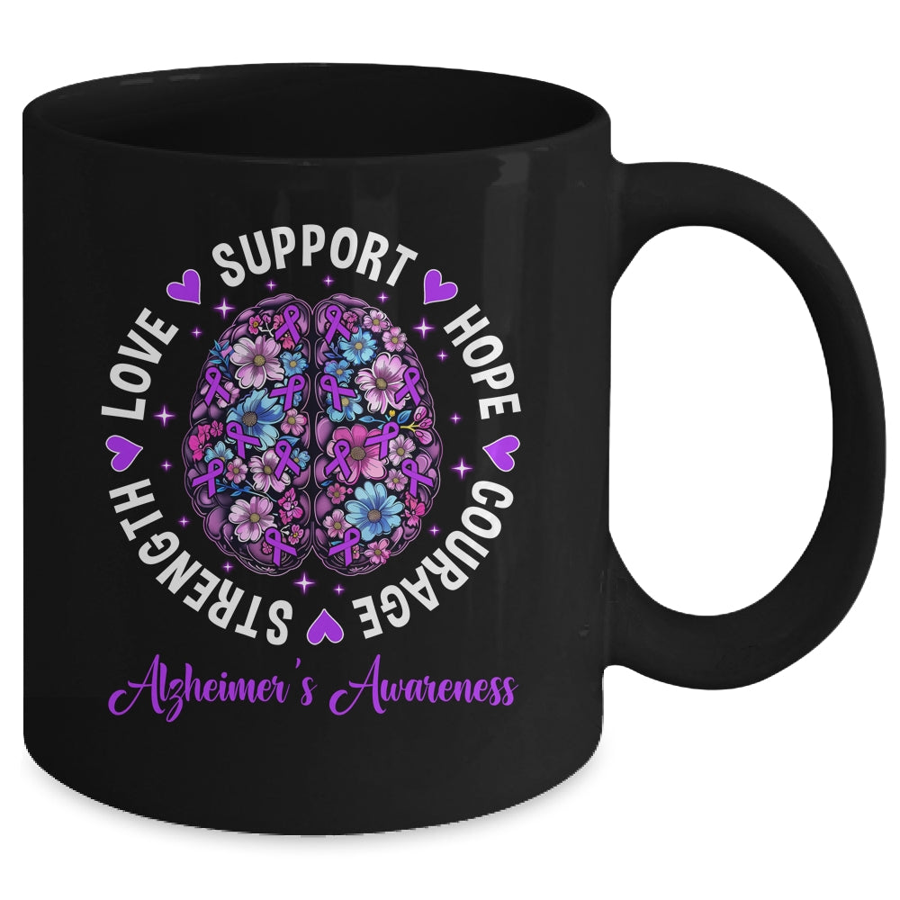 Motivational Words Floral Brain Ribbon Alzheimer's Awareness Mug | teecentury