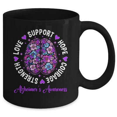 Motivational Words Floral Brain Ribbon Alzheimer's Awareness Mug | teecentury
