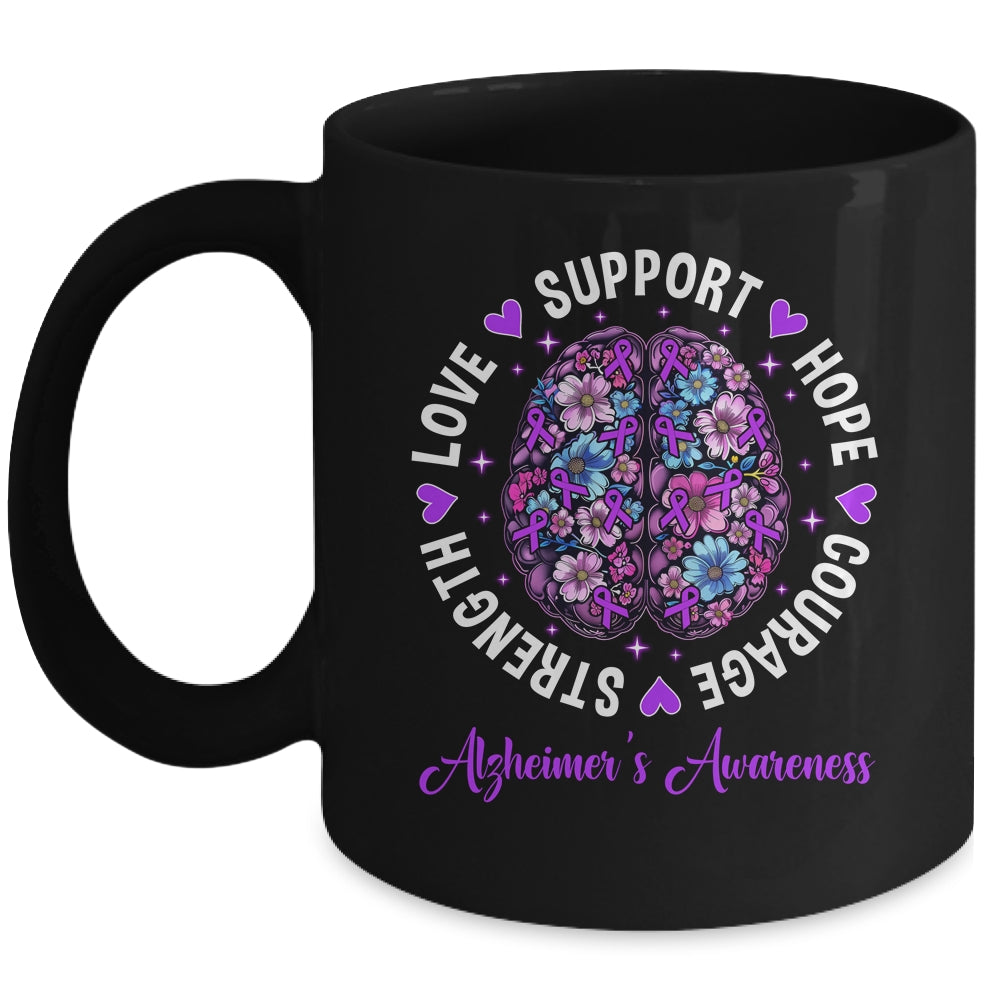 Motivational Words Floral Brain Ribbon Alzheimer's Awareness Mug | teecentury