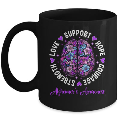 Motivational Words Floral Brain Ribbon Alzheimer's Awareness Mug | teecentury
