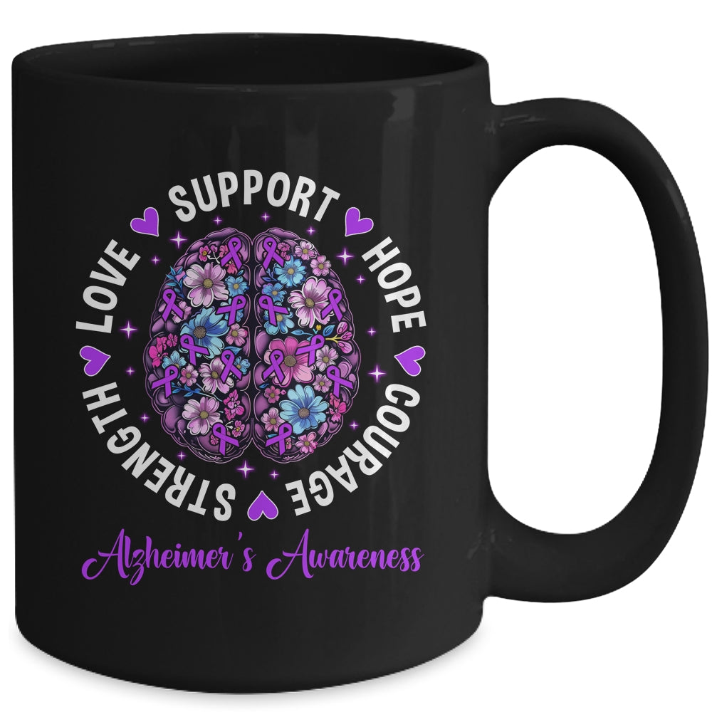 Motivational Words Floral Brain Ribbon Alzheimer's Awareness Mug | teecentury