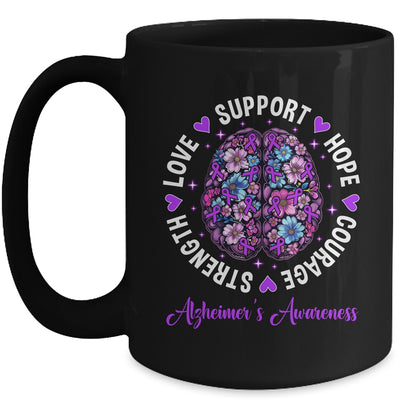 Motivational Words Floral Brain Ribbon Alzheimer's Awareness Mug | teecentury