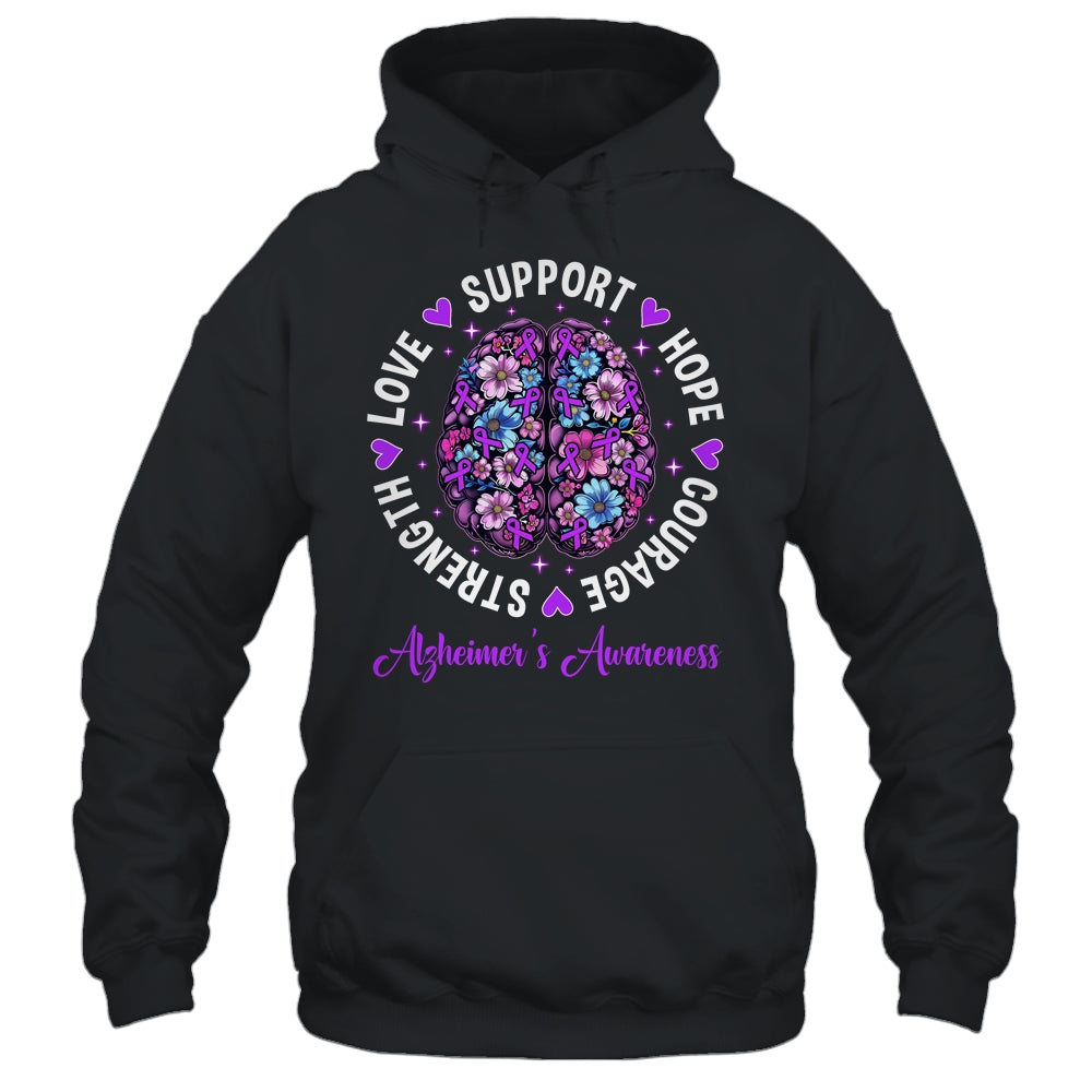 Motivational Words Floral Brain Ribbon Alzheimer's Awareness Shirt & Tank Top | teecentury