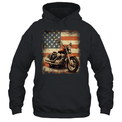 Motorcycle USA Flag Retro Biker For Men Dad Grandpa Shirt & Hoodie | teecentury