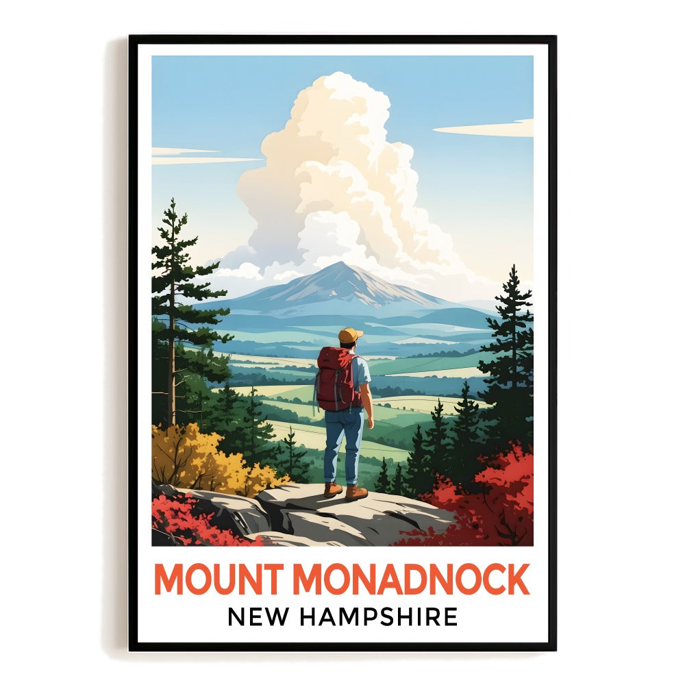Mount Monadnock New Hampshire Vintage Travel Poster Iconic Mountain Landscape Wall Art Print For Hiking Lovers And Nature Home Decor Living Room Office Bedroom Unframed | teecentury