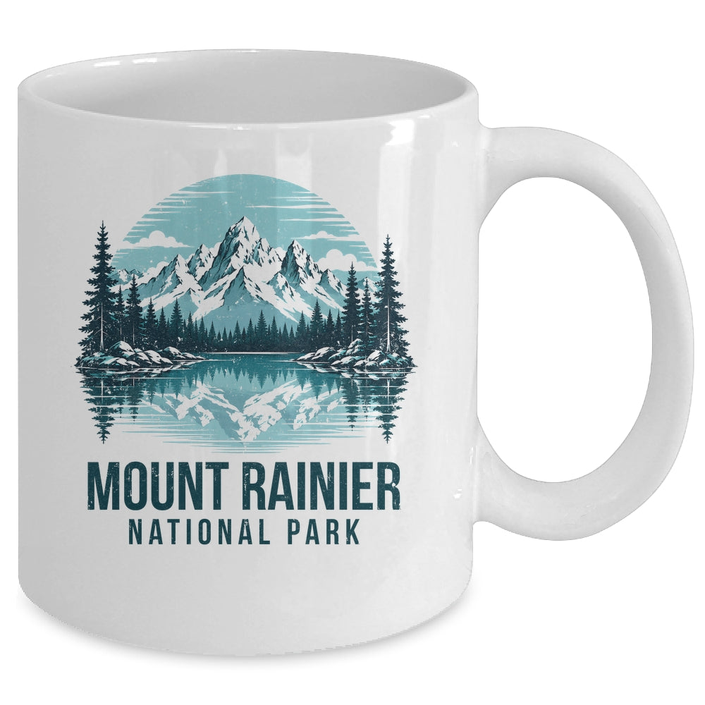 Mount Rainier National Park Retro Mountain Lake Outdoor Hiking Mug | teecentury