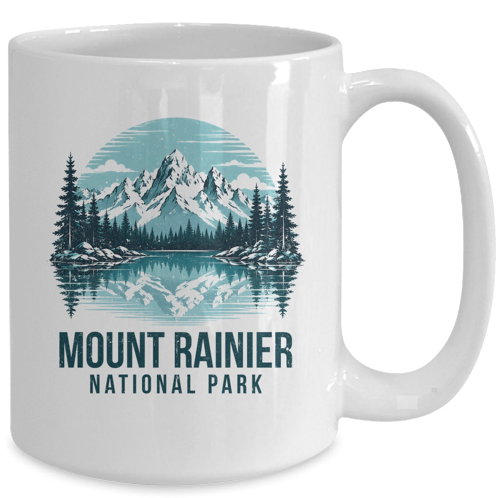 Mount Rainier National Park Retro Mountain Lake Outdoor Hiking Mug | teecentury