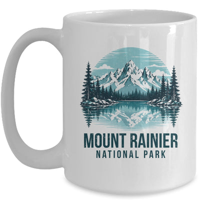 Mount Rainier National Park Retro Mountain Lake Outdoor Hiking Mug | teecentury