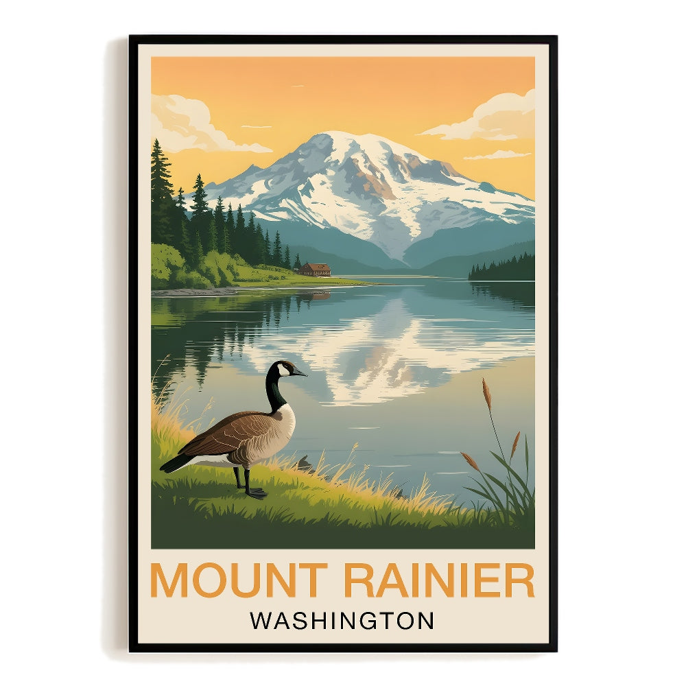 Mount Rainier Washington Vintage Travel Poster Nature Mountain Wall Art Landscape Prints Picture For Home Room Living Room Office Bedroom Aesthetic Decor Unframed | teecentury