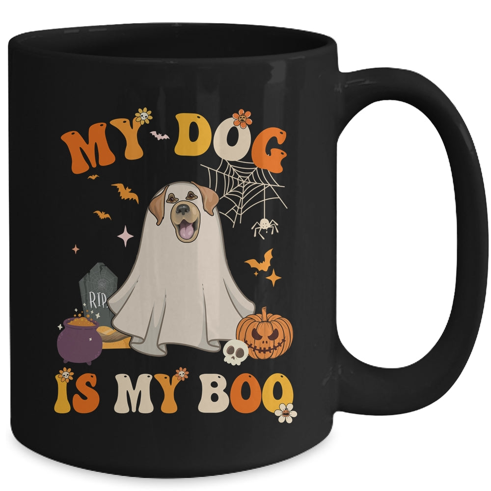 My Dog Is My Boo Ghost Spooky Halloween Labrador Groovy Mug | teecentury