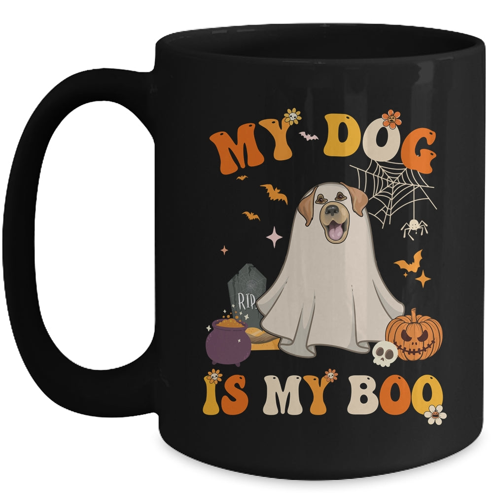 My Dog Is My Boo Ghost Spooky Halloween Labrador Groovy Mug | teecentury