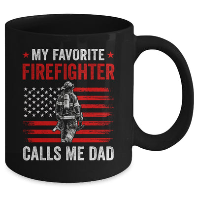 My Favorite Firefighter Calls Me Dad USA Flag Father Mug | teecentury