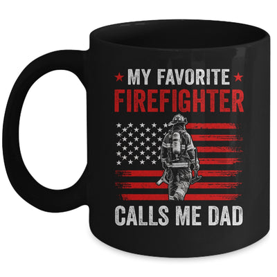 My Favorite Firefighter Calls Me Dad USA Flag Father Mug | teecentury