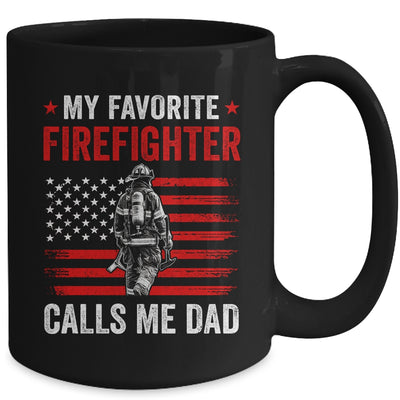 My Favorite Firefighter Calls Me Dad USA Flag Father Mug | teecentury