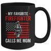 My Favorite Firefighter Calls Me Mom USA Flag Mother Mug | teecentury