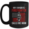 My Favorite Firefighter Calls Me Mom USA Flag Mother Mug | teecentury