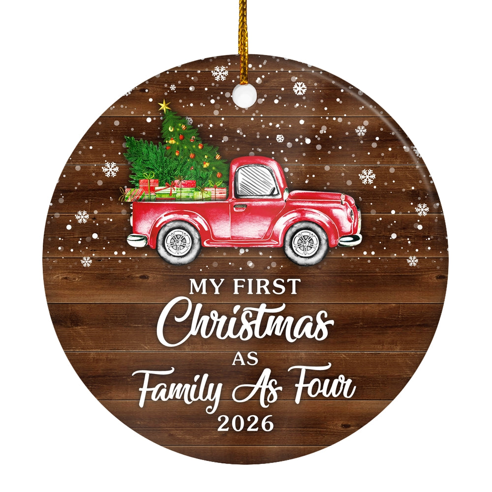 My First Christmas As Family As Four Ornament 2025 New Family Four Decoration Christmas Tree Ornament | teecentury