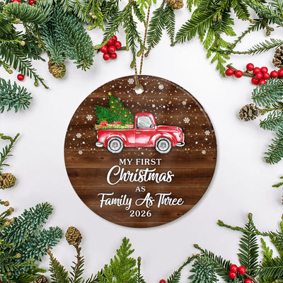 My First Christmas As Family As Three Ornament 2025 New Family Three Decoration Christmas Tree Ornament | teecentury