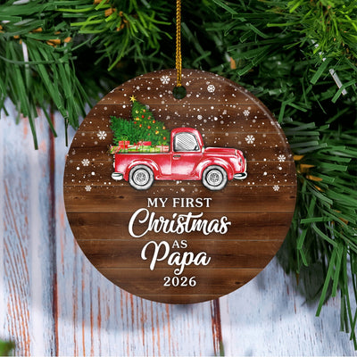 My First Christmas As Papa Ornament 2025 New Papa Decoration Christmas Tree Ornament | teecentury