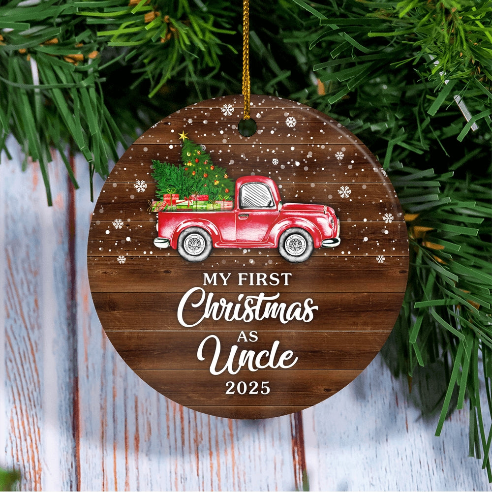 My First Christmas As Uncle Ornament 2024 New Uncle Decoration Christmas Tree Ornament | teecentury