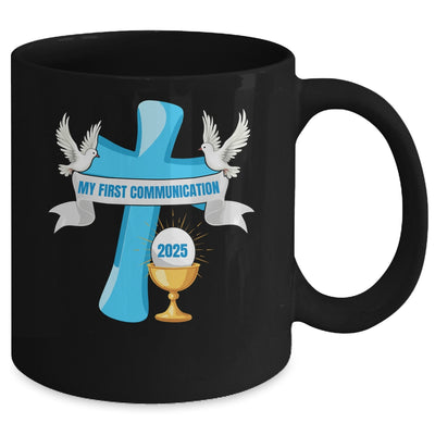 My First Communion 2025 Cross Chalice Eucharist Grandson Boy Mug | teecentury