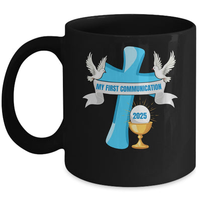 My First Communion 2025 Cross Chalice Eucharist Grandson Boy Mug | teecentury