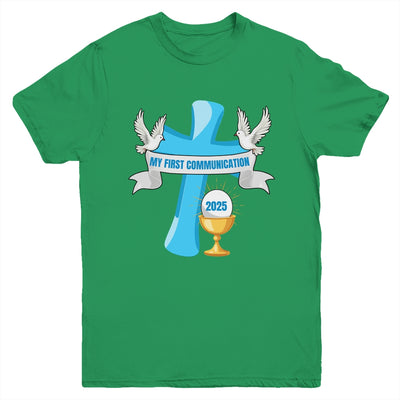 My First Communion 2025 Cross Chalice Eucharist Grandson Boy Youth Shirt | teecentury