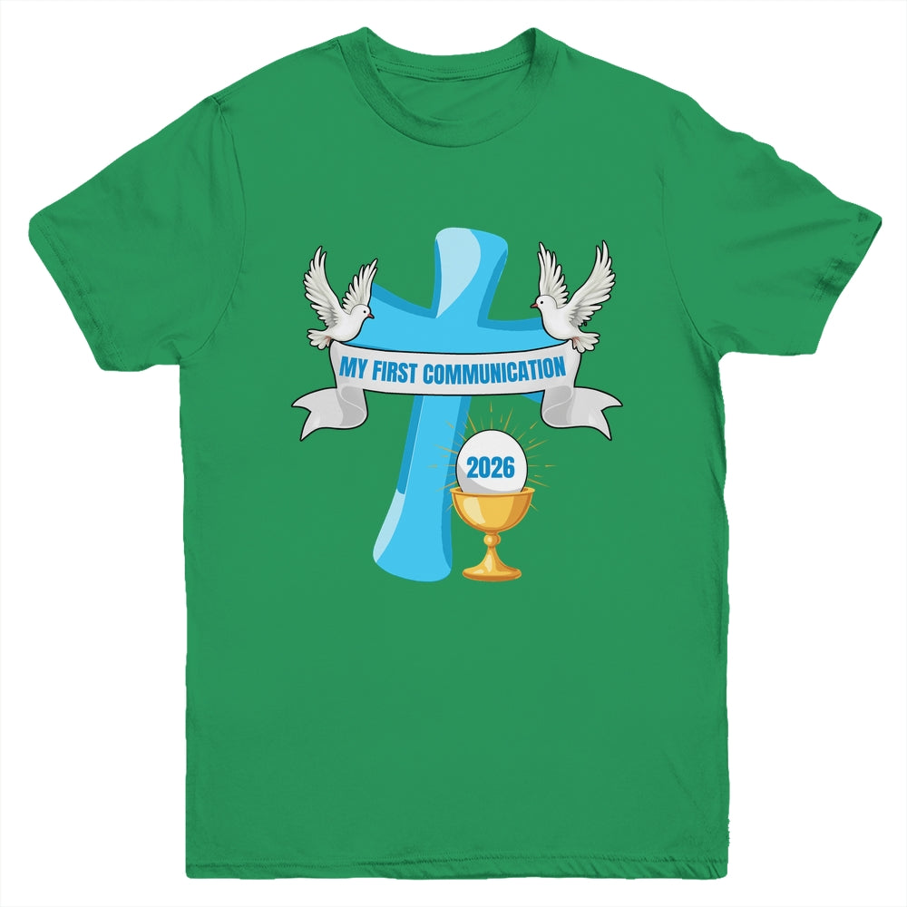 My First Communion 2026 Cross Chalice Eucharist Grandson Boy Youth Shirt | teecentury