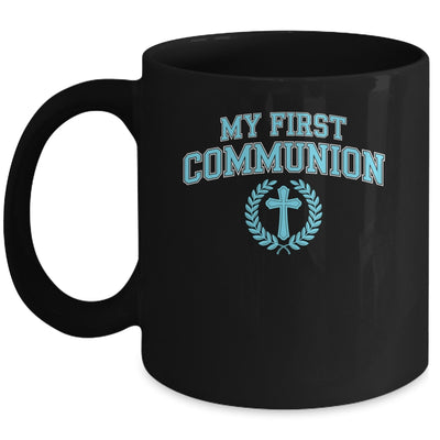 My First Communion Boys Catholic Religious Cross Blue Mug | teecentury