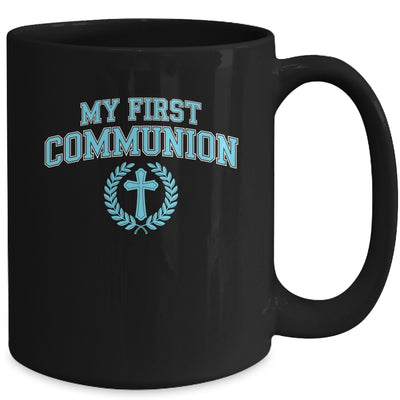 My First Communion Boys Catholic Religious Cross Blue Mug | teecentury