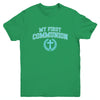 My First Communion Boys Catholic Religious Cross Blue Youth Shirt | teecentury