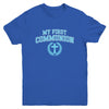 My First Communion Boys Catholic Religious Cross Blue Youth Shirt | teecentury