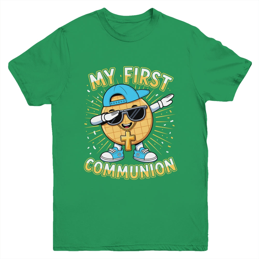 My First Communion Dabbing Wafer Funny 1st Communion Boy Youth Shirt | teecentury